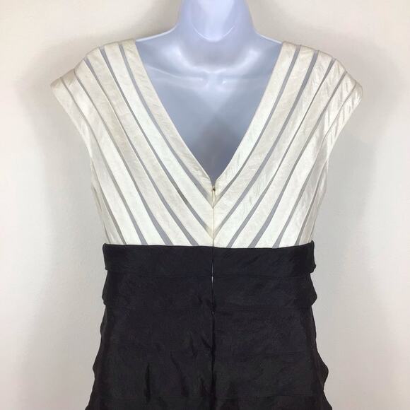 ADRIANNA PAPELL Layered Sleeveless V-Neck V-Back Midi Evening Dress - Picture 4 of 6